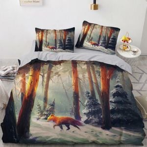 3D Forest Fox 170 Bed Pillowcases Quilt King Size
