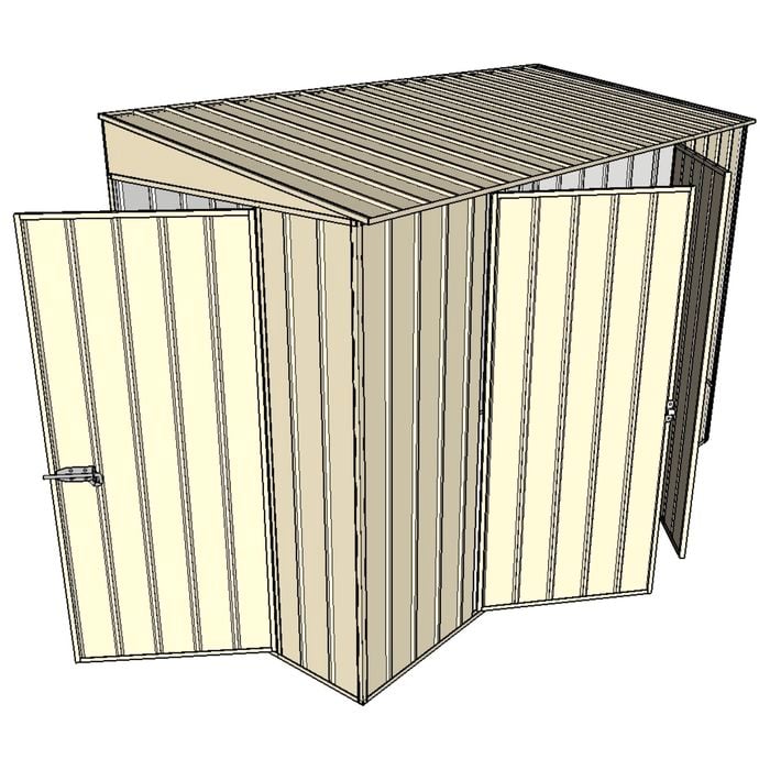 Build-A-Shed 1.2 x 3.0 x 2.0m Skillion Double Hinged Side Doors Shed - Cream