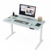 Advwin Electric Standing Desk with Drawer One-Piece Glass Desktop 120x60cm White