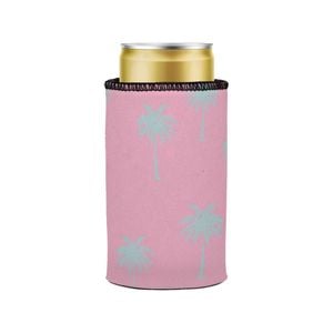 Stubbyz Palm Trees Aqua Pink Stubby Cooler Slim