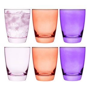 6pc Porto Estelle 300ml Glass Tumbler Water/Juice Drinking Cup Set Round Pink