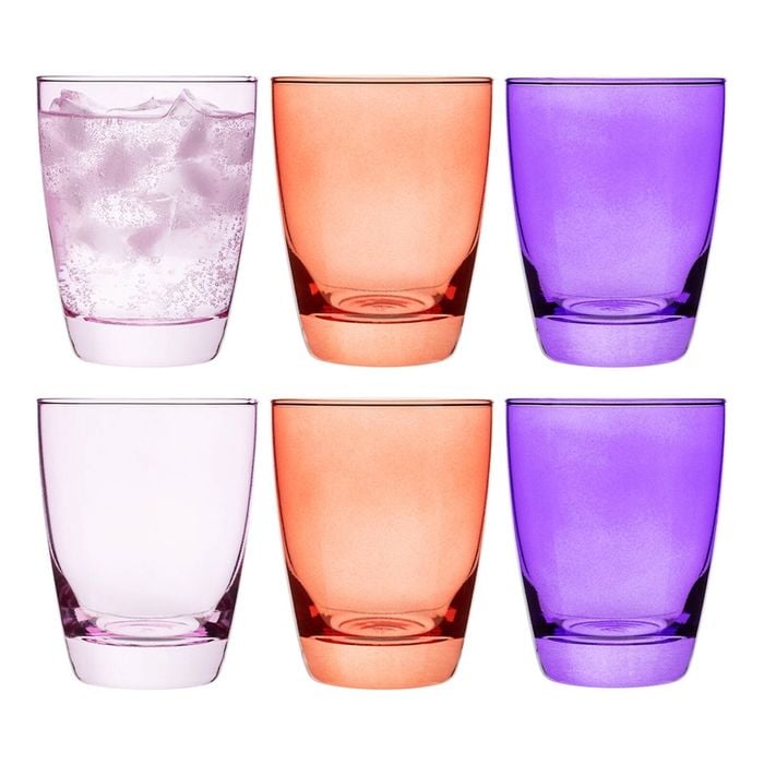 6pc Porto Estelle 300ml Glass Tumbler Water/Juice Drinking Cup Set Round Pink