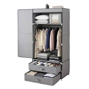 Artiss Wardrobe Grey 75x42x160cm