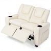 Costway 2Seater Recliner Chair Kid Sofa Adjustable Loveseat PU Beige