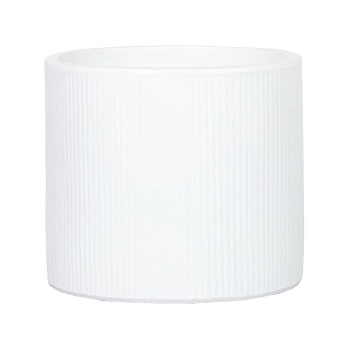 250 x 250mm Linear White Round Ceramic Foot Pot