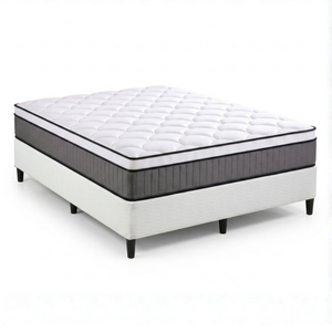 Zinus King Package Set - Fabric Bed Base & Support iCoil Pocket Spring Eurotop Mattress Set – White