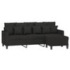 vidaXL 3-Seater Sofa with Footstool 3-Seater Couch Lounge Sofa Black Fabric