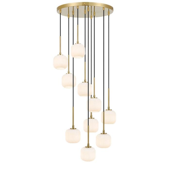 Telbix Bobo Modern Pendant Hanging Lamp Light Metal Glass Antique Gold Opal Matt Matte