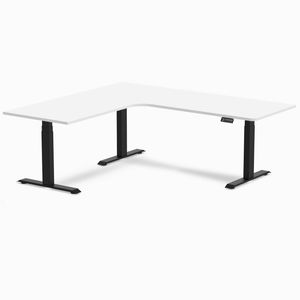 Desky L-Shape Melamine Sit Stand Desk Matte Black Frame 200x180cm Left Return