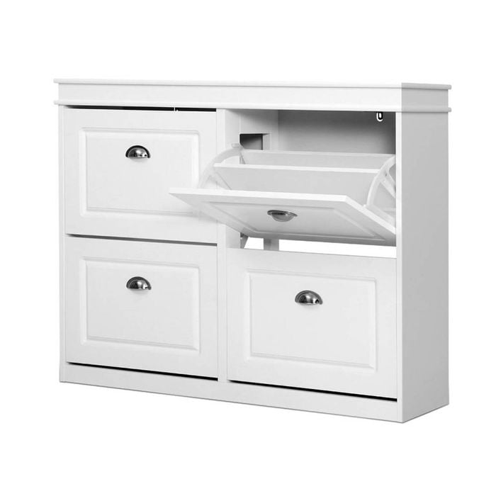Artiss Cabinet Shoes Storage Rack Organiser White Shelf Cupboard 24 Pairs