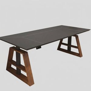 Auslittle High End PU Leather Electric Sit Stand Desk Gaming