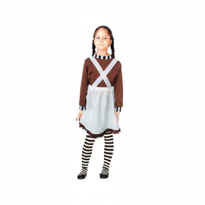 More Than Party Girls Chocolate Worker Costume Brown Dress Apron/Stocking 10-12y