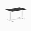 Desky Dual Black Scalloped Melamine Sit Stand Desk 120x75cm White Frame Leg