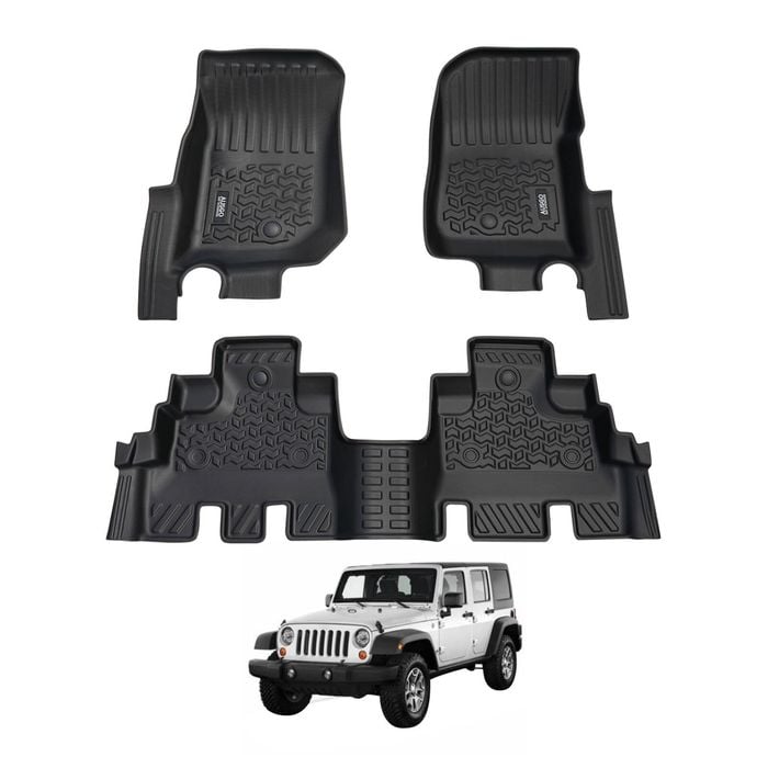 AUSGO Car Floor Mats for Jeep Wrangler JK Series 4-Door 2012-2018 All-Weather Floor Liners