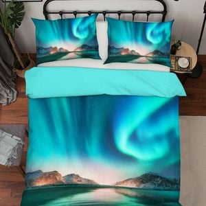 3D Aurora Mountain 390 Bed Pillowcases Quilt Queen Size