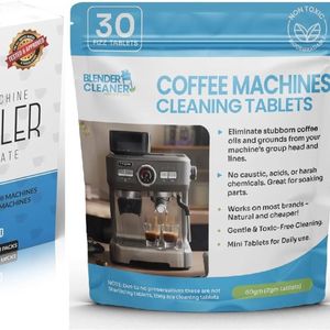 30 Pack Coffee Cleaning Tablets + Ecodecalk Alternative Descaler Pack (Makes 2 litres) - 1 Year Supply!