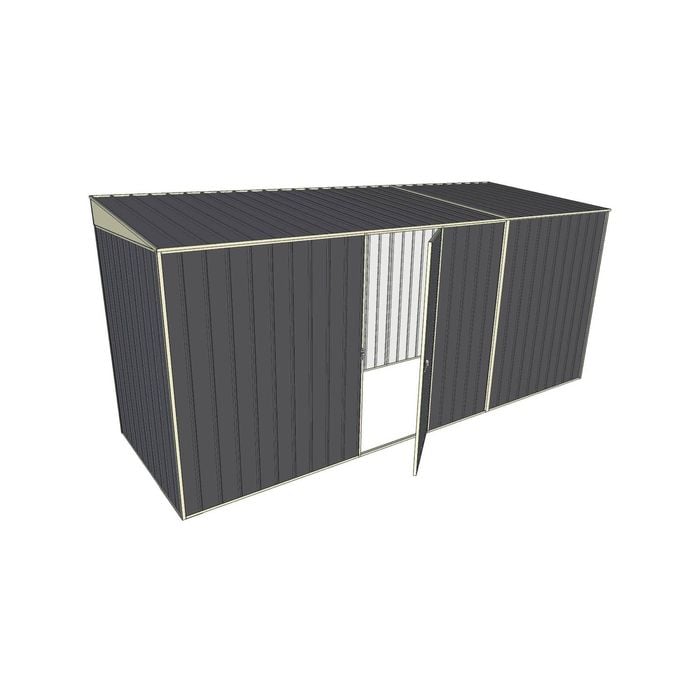 Build-a-Shed 1.5 x 4.5 x 2m Single Hinged Side Door Skillion Shed - Grey