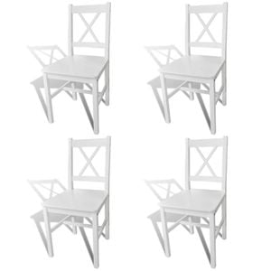 vidaXL 4x Dining Chairs Wood White Cafe Stool Seat Room Kitchen Furniture