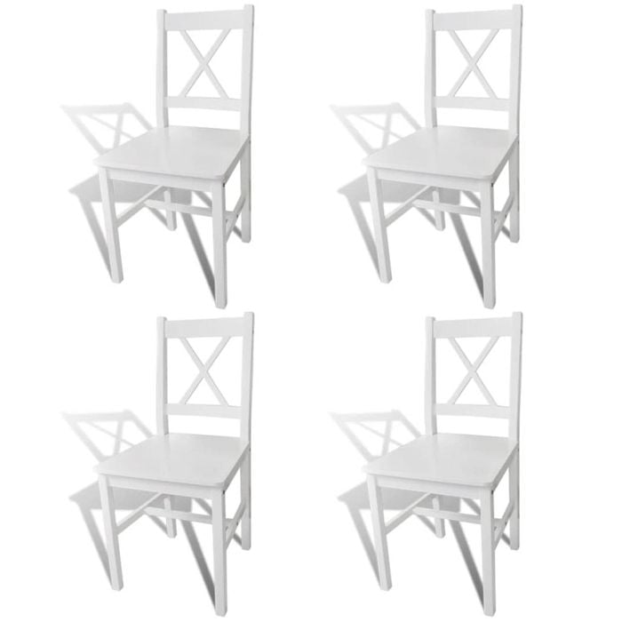 vidaXL 4x Dining Chairs Wood White Cafe Stool Seat Room Kitchen Furniture