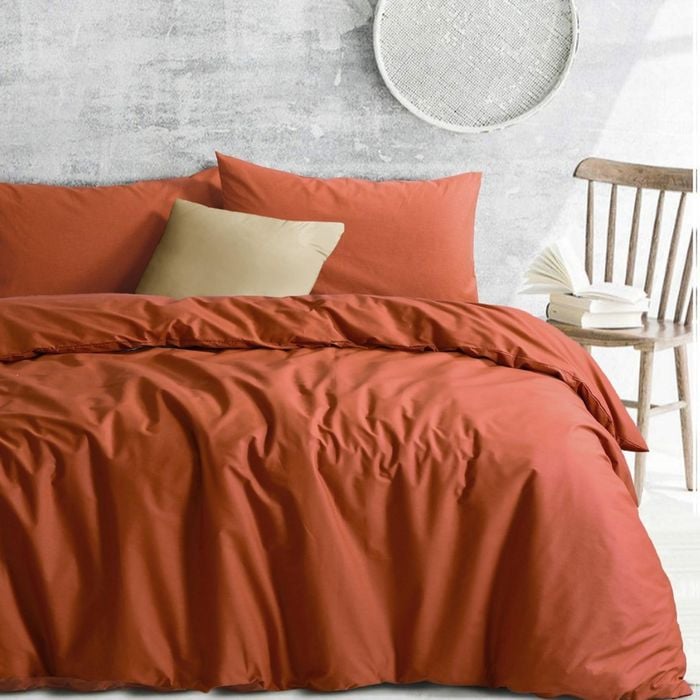 Amson Royale Cotton Rust Double Quilt Cover Set