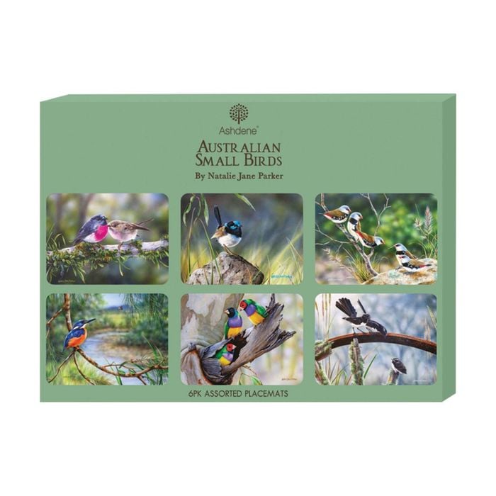 6pc Ashdene Aus Small Birds Placemat Set Native Australian Animal Art