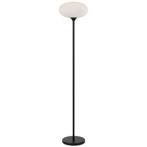 Telbix Nori Modern Standing Floor Lamp Light Glass Metal Opal Matt Black