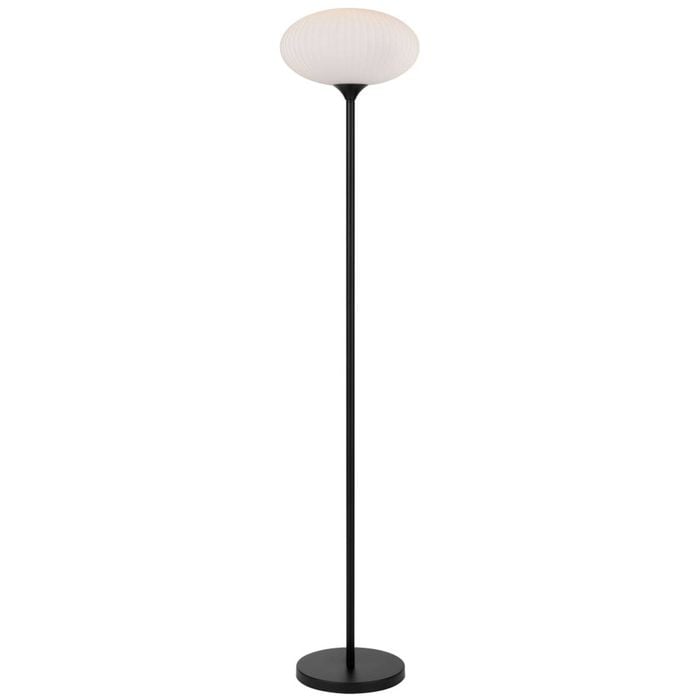 Telbix Nori Modern Standing Floor Lamp Light Glass Metal Opal Matt Black
