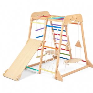 Ufurniture 9-in-1 Wooden Indoor Jungle Gym Kids Climbing Set Montessori Activity Centre Playset