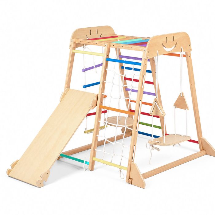 Ufurniture 9-in-1 Wooden Indoor Jungle Gym Kids Climbing Set Montessori Activity Centre Playset