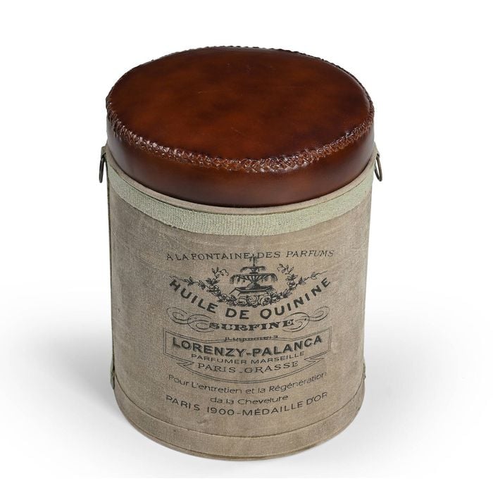 French Leather Ottoman