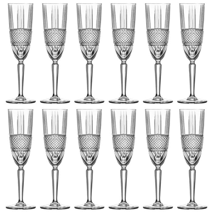 RCR Crystal Brillante Glass Champagne Flutes - 190ml - Pack of 12