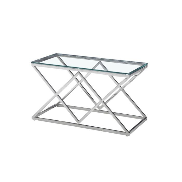 Elegant Collections Silver White Glass Beverly Coffee Table