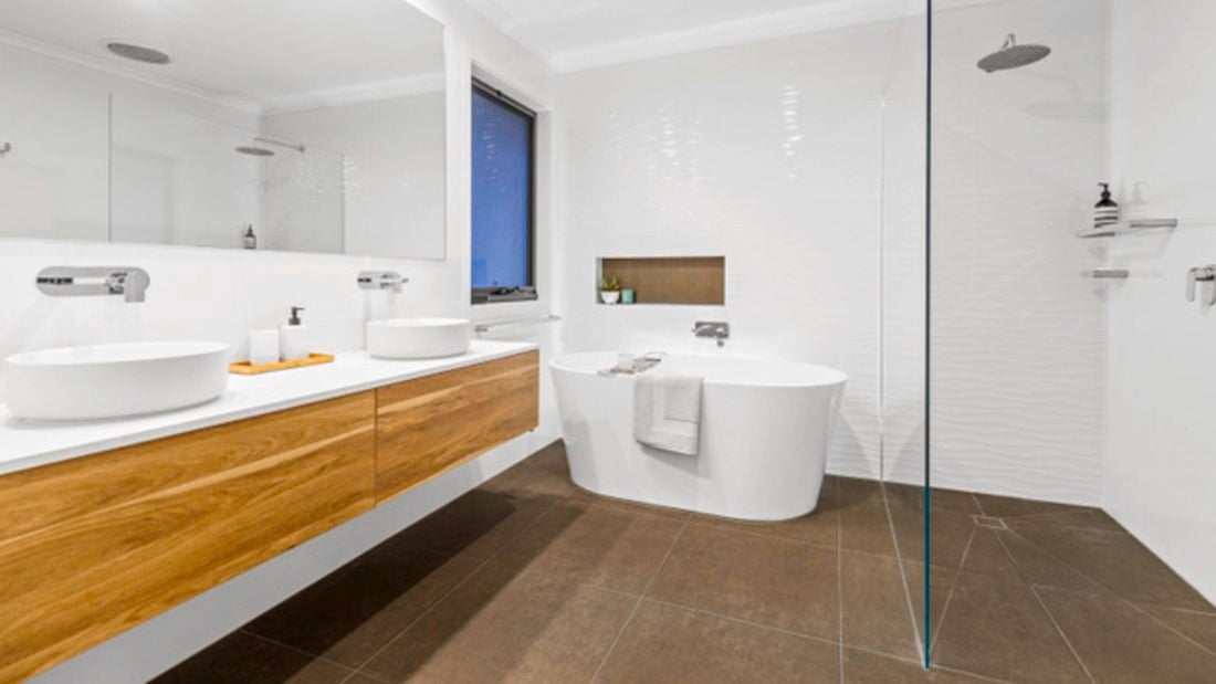 New bathroom renovation with new shower and tiling