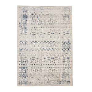 Fab Habitat 160x230cm Navy And White Izmir Traditional Distrssed Rug
