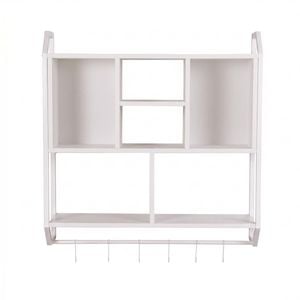 Artiss Floating Wall Shelf 6 Hooks 73.5x74CM White