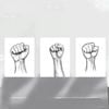 3pcs Black Fist Black Bold Lines Print 100% Australian Made 3 x 40x60cm (Metal Print)