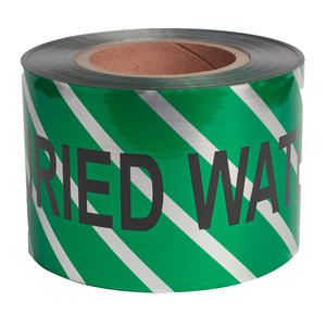 Blue Mountain Co Plumbing 100mm x 250m Detectable Foil Buried Water Main Below Underground Tape