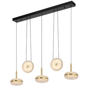 Telbix Govan Modern Pendant Hanging Lamp Light Metal Glass Antique Gold Satin