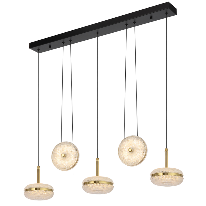 Telbix Govan Modern Pendant Hanging Lamp Light Metal Glass Antique Gold Satin