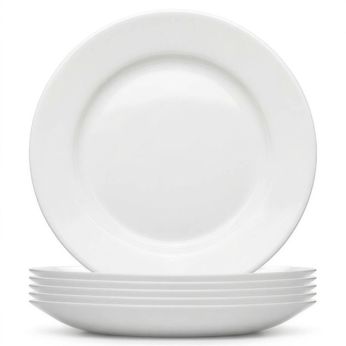 Argon Tableware Round Opalware Dinner Plates - 25cm - White - Pack of 6