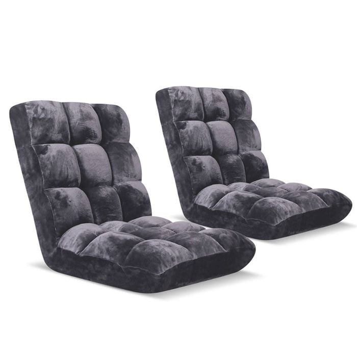 SOGA 2X Grey Floor Recliner Sofa Chair
