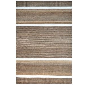 Striped Natural Wool & Jute Rug-Goa 1120-80x150cm