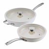 Circulon Halo With LaserDefense(TM) Ceramic Nonstick Induction 25/30cm Covered Skillet Set Pearl White