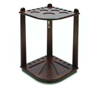 Walnut Deluxe Corner Pool Snooker Billiard Cue Stand Rack Holds 10 Cues