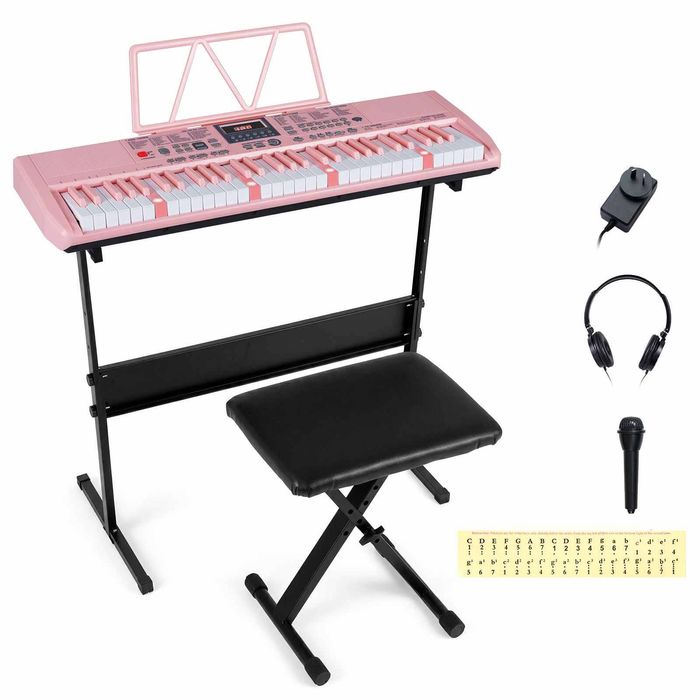 Costway 61-Key Kid Piano Electric Keyboard Kit Musical Instrument Pink