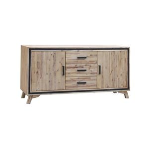 Buffet Sideboard in Silver Brush Colour with Solid Acacia & Veneer Wooden Frame Storage Cabinet with Drawers