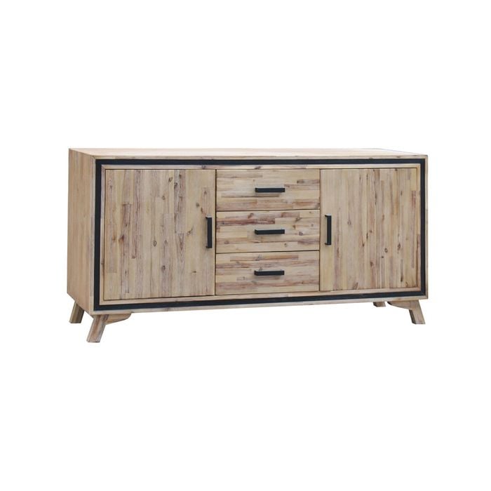 Buffet Sideboard in Silver Brush Colour with Solid Acacia & Veneer Wooden Frame Storage Cabinet with Drawers