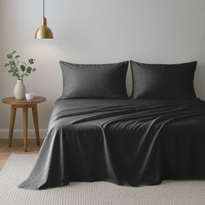 Royal Comfort Opulence Washed Microfibre Sheet Set Ultra Soft Bedding Charcoal King Single