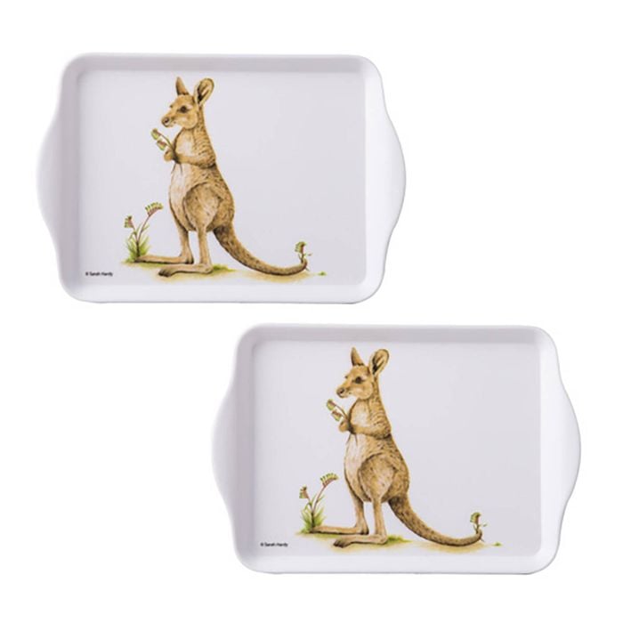 2pc Ashdene Bush Buddies Melamine 21x14.2cm Scatter Tray - Kangaroo
