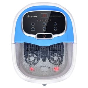 Costway Heated Foot Spa Massager W/adjustable Shower/led Display/timer Blue